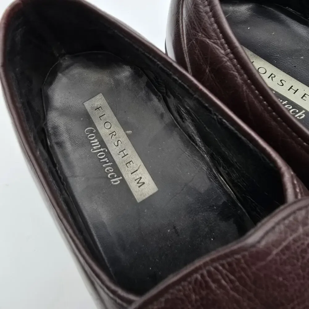 Florsheim Shoes Mens 10 Loafer Leather Flat Slip On Dark Brown Comfortech